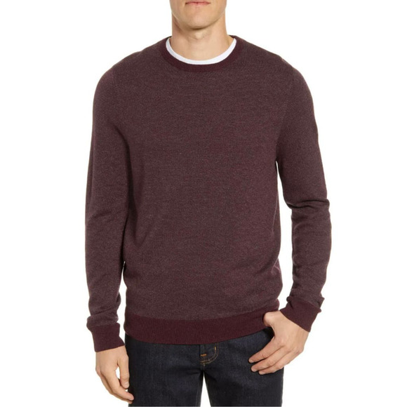 Nordstrom Sweater Mens XL Men's Wool Blend Birdseye Crewneck NWOT * - Picture 1 of 6